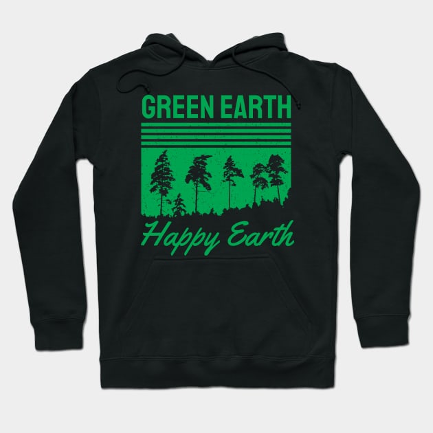 Green Earth Happy Earth Hoodie by MZeeDesigns